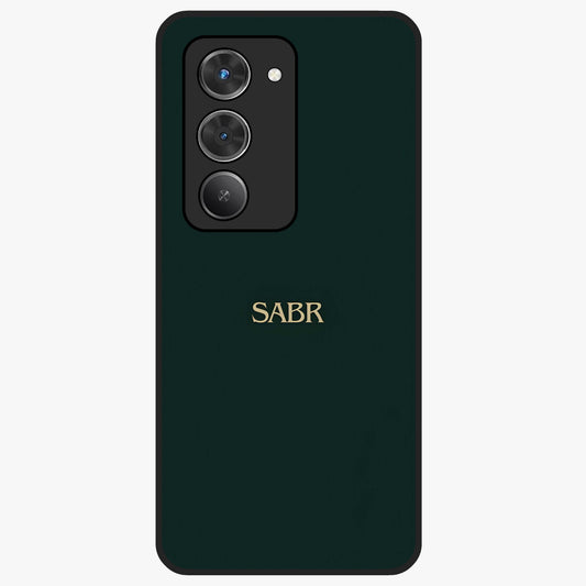 Sabr Minimal Patience Glass Case showing flat back view with minimalist typography artwork and glossy glass finish.