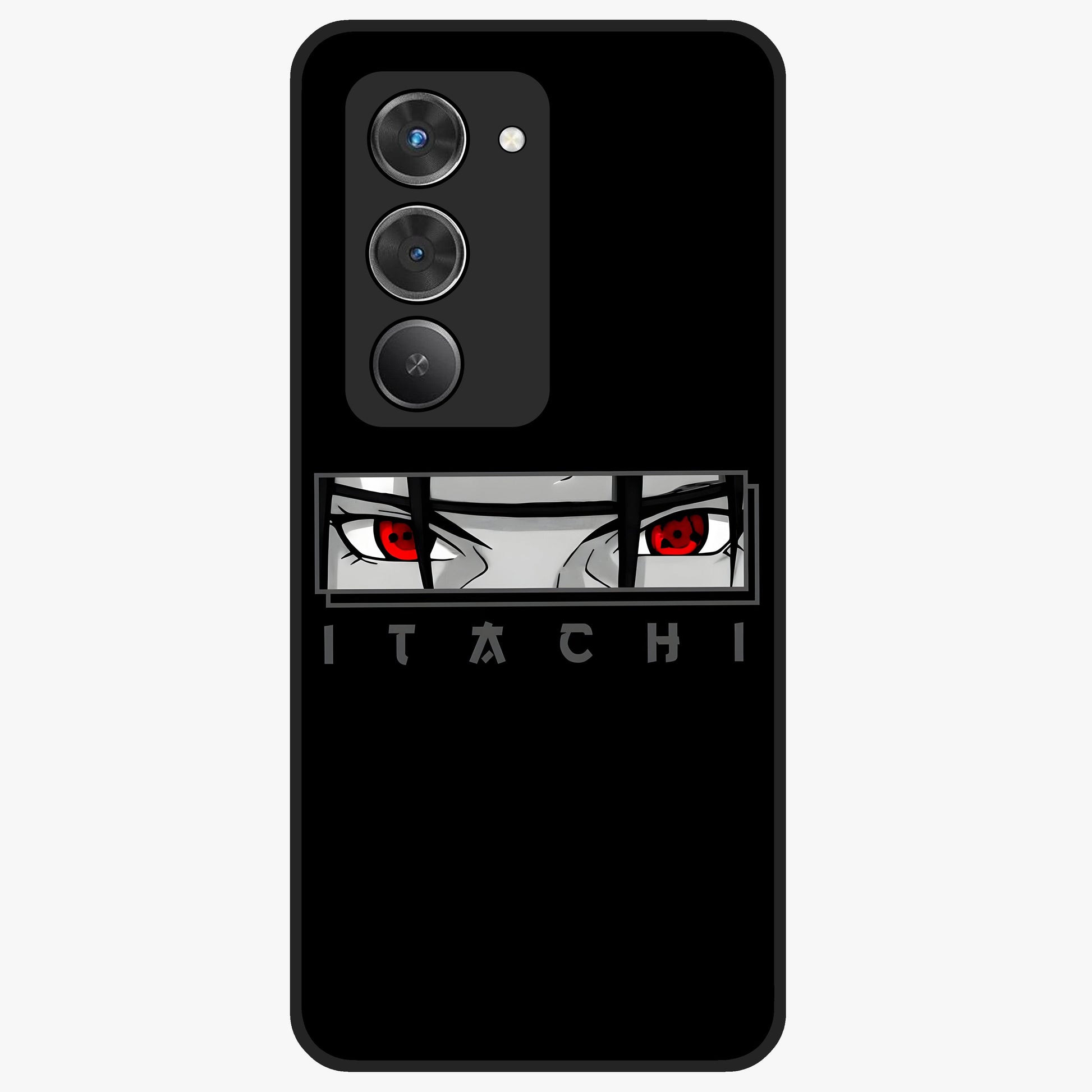 Scarlet Gaze Dominance Glass Case showing flat back view with striking red themed artwork and glossy glass finish.