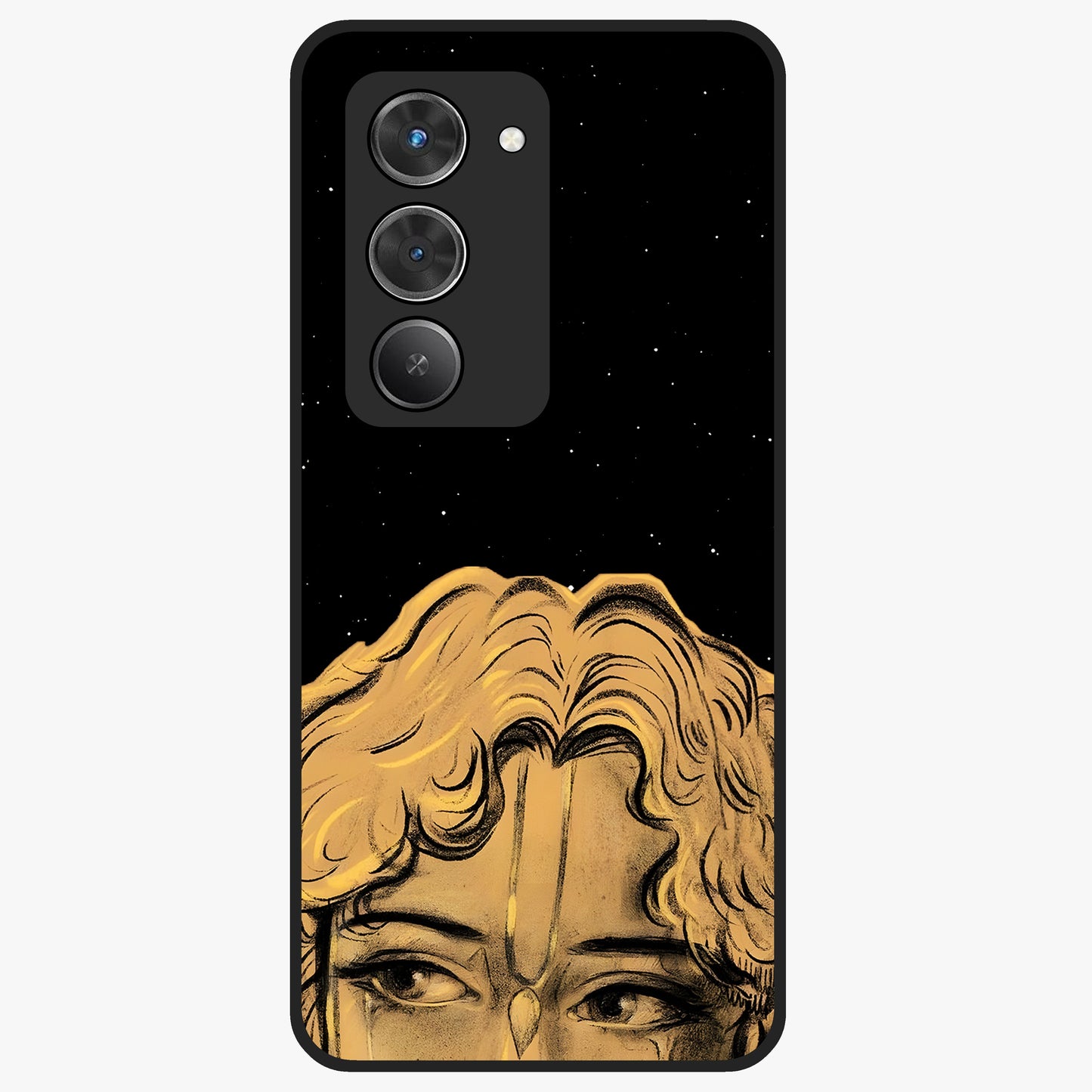 Shri Krishna Art Glass Case showing flat back view with devotional Krishna artwork and glossy glass finish.