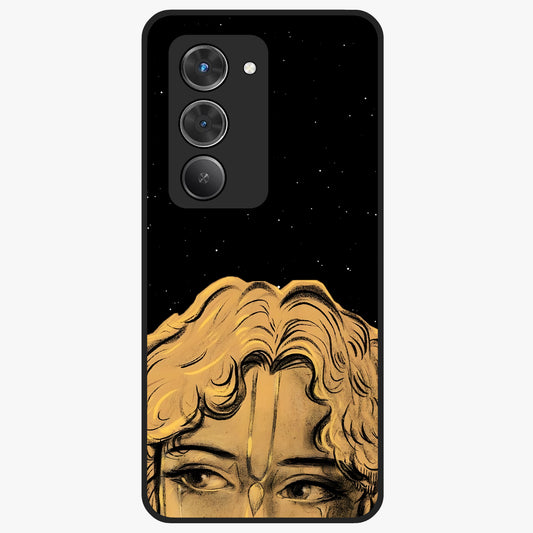 Shri Krishna Art Glass Case showing flat back view with devotional Krishna artwork and glossy glass finish.