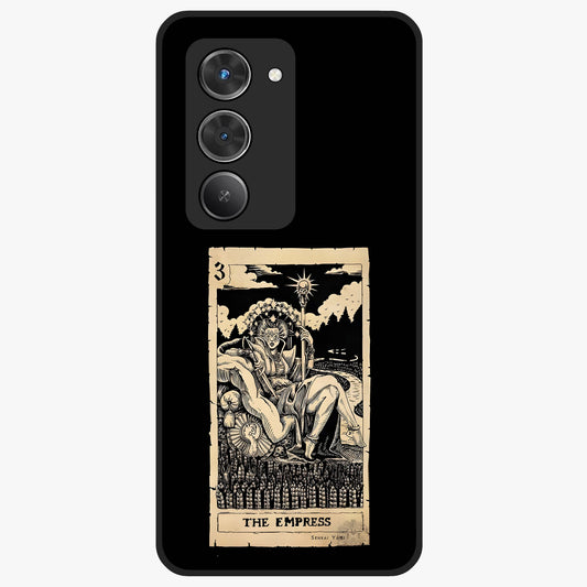 The Empress Glass Case showing flat back view with regal feminine artwork and glossy glass finish.
