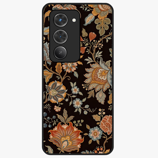 Vintage Floral Dream Glass Case showing flat back view with classic floral artwork and glossy glass finish.