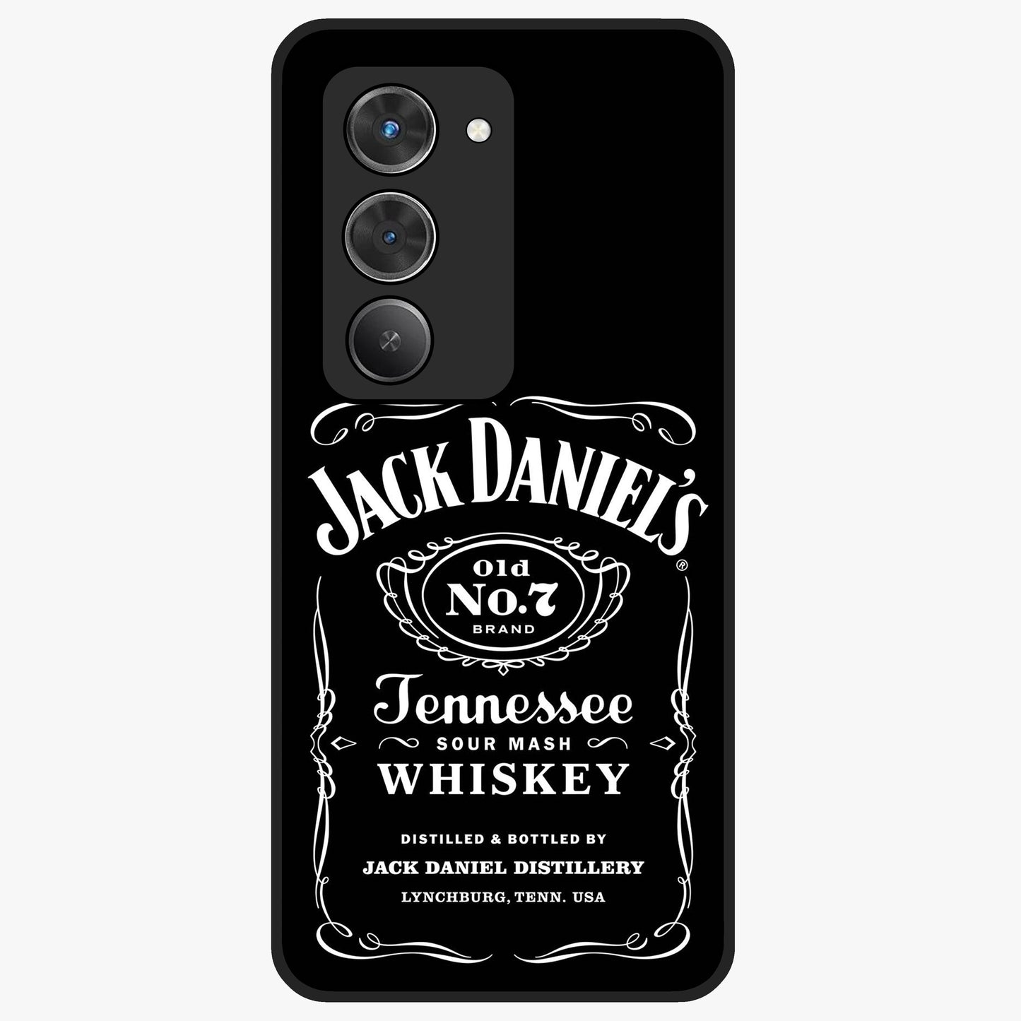 Vintage Whiskey Heritage Glass Case showing flat back view with classic whiskey inspired artwork and glossy glass finish.