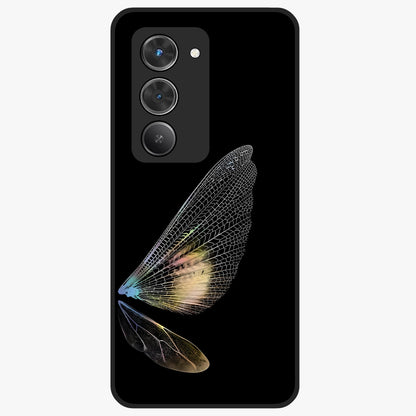 Whispers Of Wings Glass Case showing flat back view with graceful wing inspired artwork and glossy glass finish.