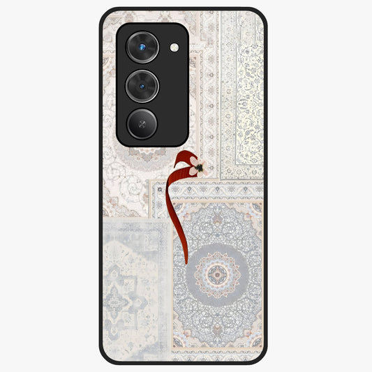 White Aesthetic Bow Glass Case showing flat back view with minimal bow artwork and glossy glass finish.