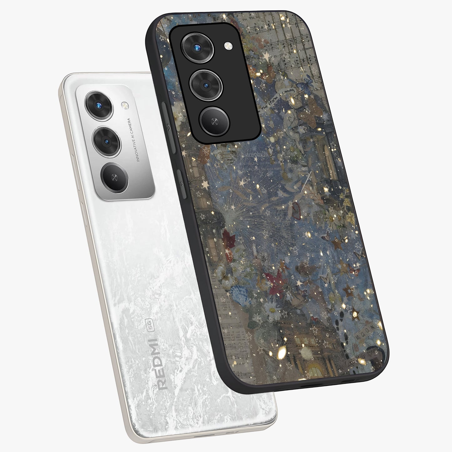 Aesthetic Astrolophia Glass Case displayed in angled mockup highlighting artistic aesthetic elements and smooth glass surface.