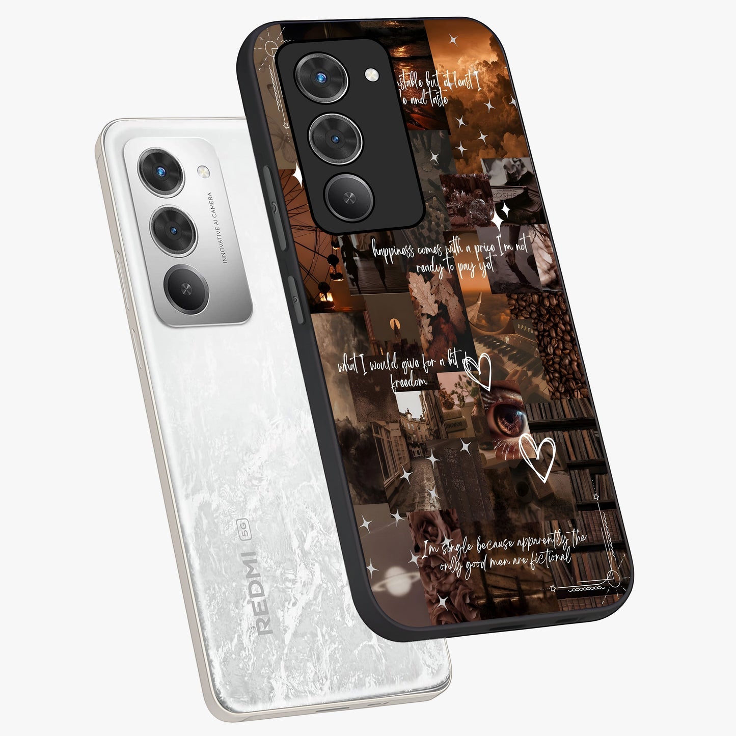 Bittersweet Aesthetic Chaos Glass Case displayed in angled mockup highlighting expressive abstract artwork and edgy aesthetic theme.