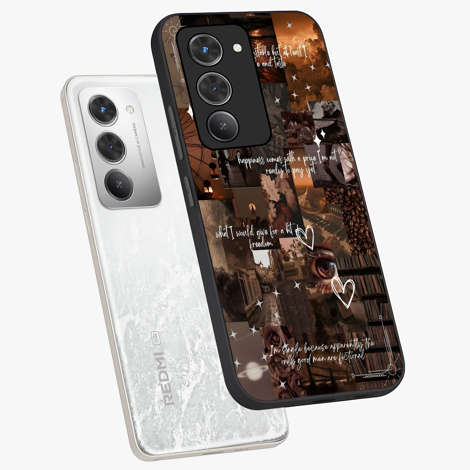Bittersweet Aesthetic Chaos Glass Case displayed in angled mockup highlighting expressive abstract artwork and edgy aesthetic theme.