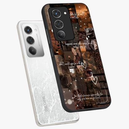 Bittersweet Aesthetic Chaos Glass Case displayed in angled mockup highlighting expressive abstract artwork and edgy aesthetic theme.
