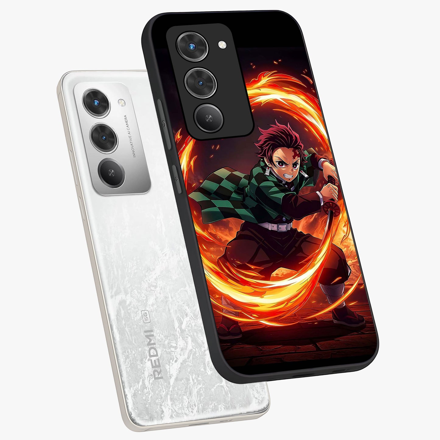 Blazing Sword Resolve Glass Case displayed in angled mockup highlighting powerful sword illustration and bold fantasy theme.
