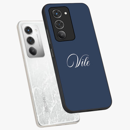 Blue Vintage Floral Pattern Glass Case showing flat back view with elegant vintage floral artwork and glossy glass finish.
