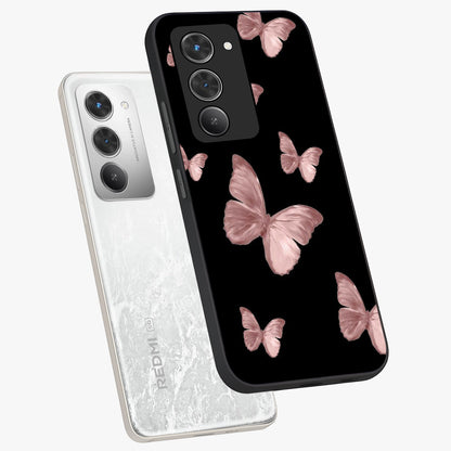 Butterfly Pattern Glass Case displayed in angled mockup highlighting delicate butterfly design and aesthetic pattern style.