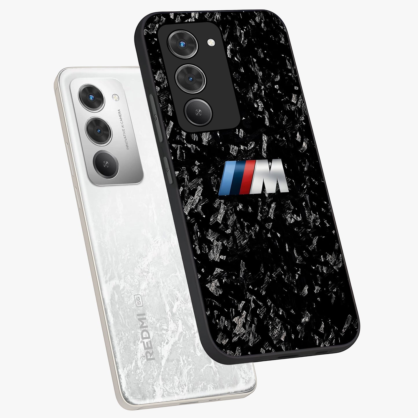 Carbon Speed Mark Glass Case displayed in angled mockup highlighting racing inspired carbon design and sleek aesthetic style.