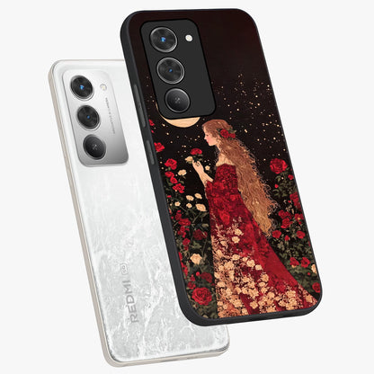 Crimson Dreams Glass Case displayed in angled mockup highlighting soft crimson aesthetic design with artistic theme.
