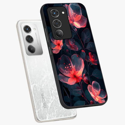 Dark Shade of Flower Glass Case displayed in angled mockup highlighting moody floral illustration with aesthetic dark tones.