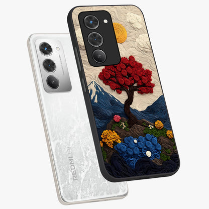 Eternal Nature Tapestry Glass Case displayed in angled mockup highlighting detailed botanical pattern with artistic aesthetic.