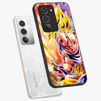 Firing Goku Glass Case displayed in angled mockup highlighting dynamic anime character design with action aesthetic.