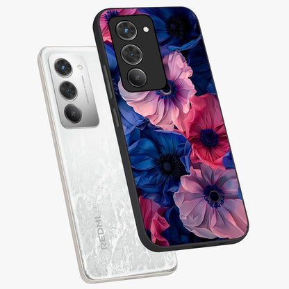 Flower Paper Art Pattern Glass Case displayed in angled mockup highlighting layered paper flower design with artistic aesthetic.