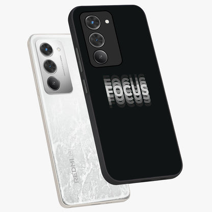 Focus Mode On Glass Case displayed in angled mockup highlighting clean minimal text artwork with modern aesthetic style.