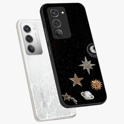 Galactic Charm Glow Glass Case displayed in angled mockup highlighting luminous galaxy inspired design with dreamy aesthetic.