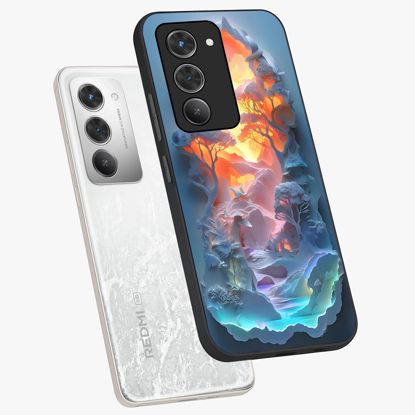 Glow Forest Portal Glass Case displayed in angled mockup highlighting mystical forest design with magical glowing aesthetic.