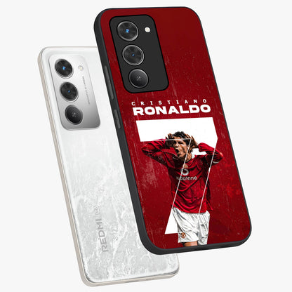 Goal Celebration Legacy Glass Case displayed in angled mockup highlighting energetic sports celebration design with bold athletic theme.