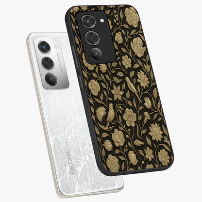 Golden Evil Eye Mandala Glass Case displayed in angled mockup highlighting protective evil eye symbol with golden mandala design.