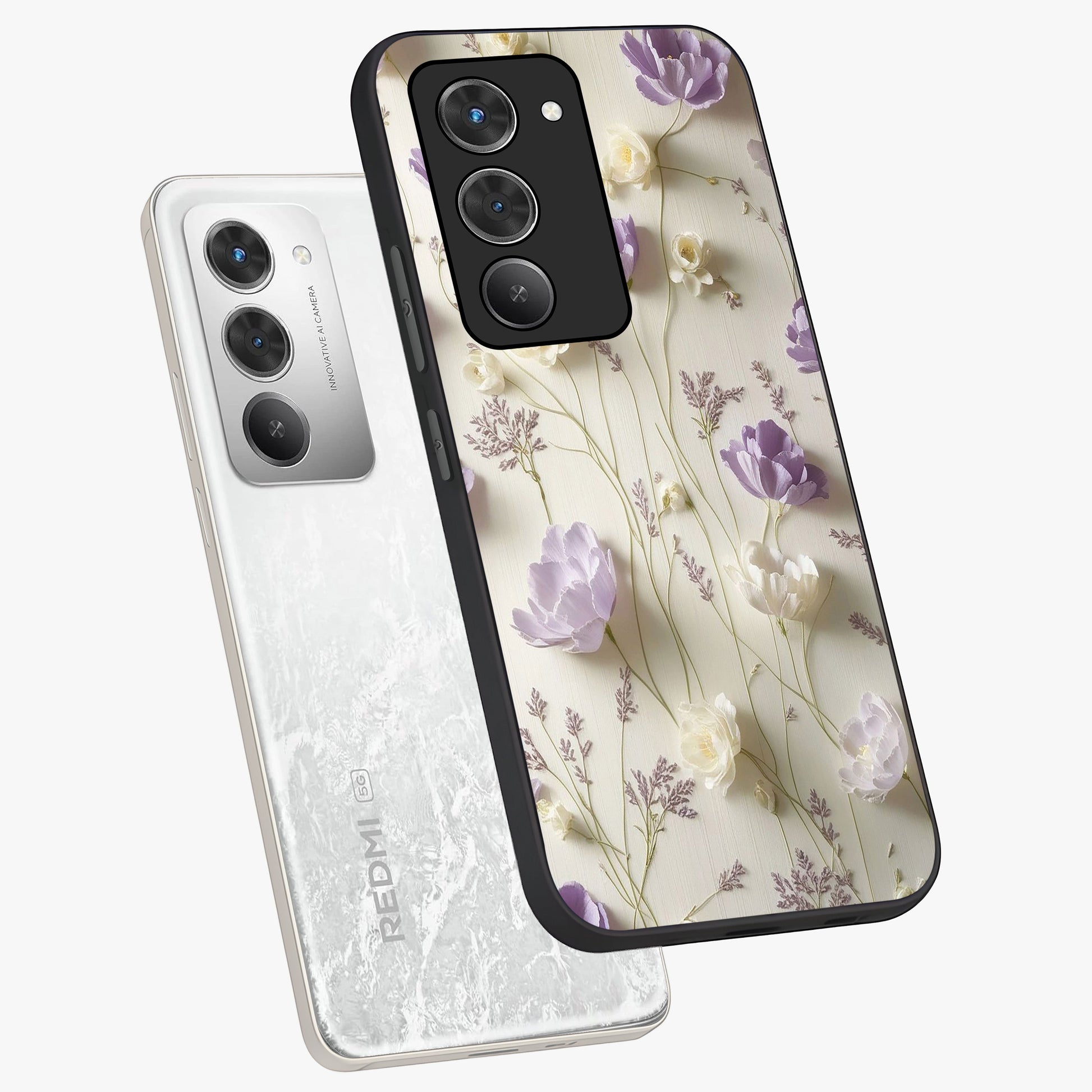 Lilac Breeze Harmony Glass Case displayed in angled mockup highlighting calm lilac breeze design with soothing aesthetic style.