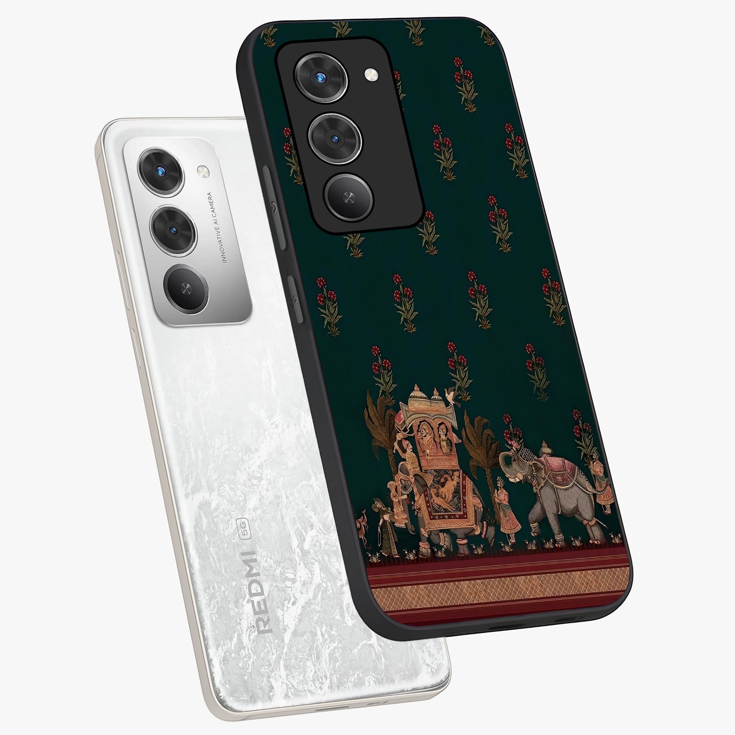 Macmerise Glass Case displayed in angled mockup highlighting trendy graphic design with sleek aesthetic style.