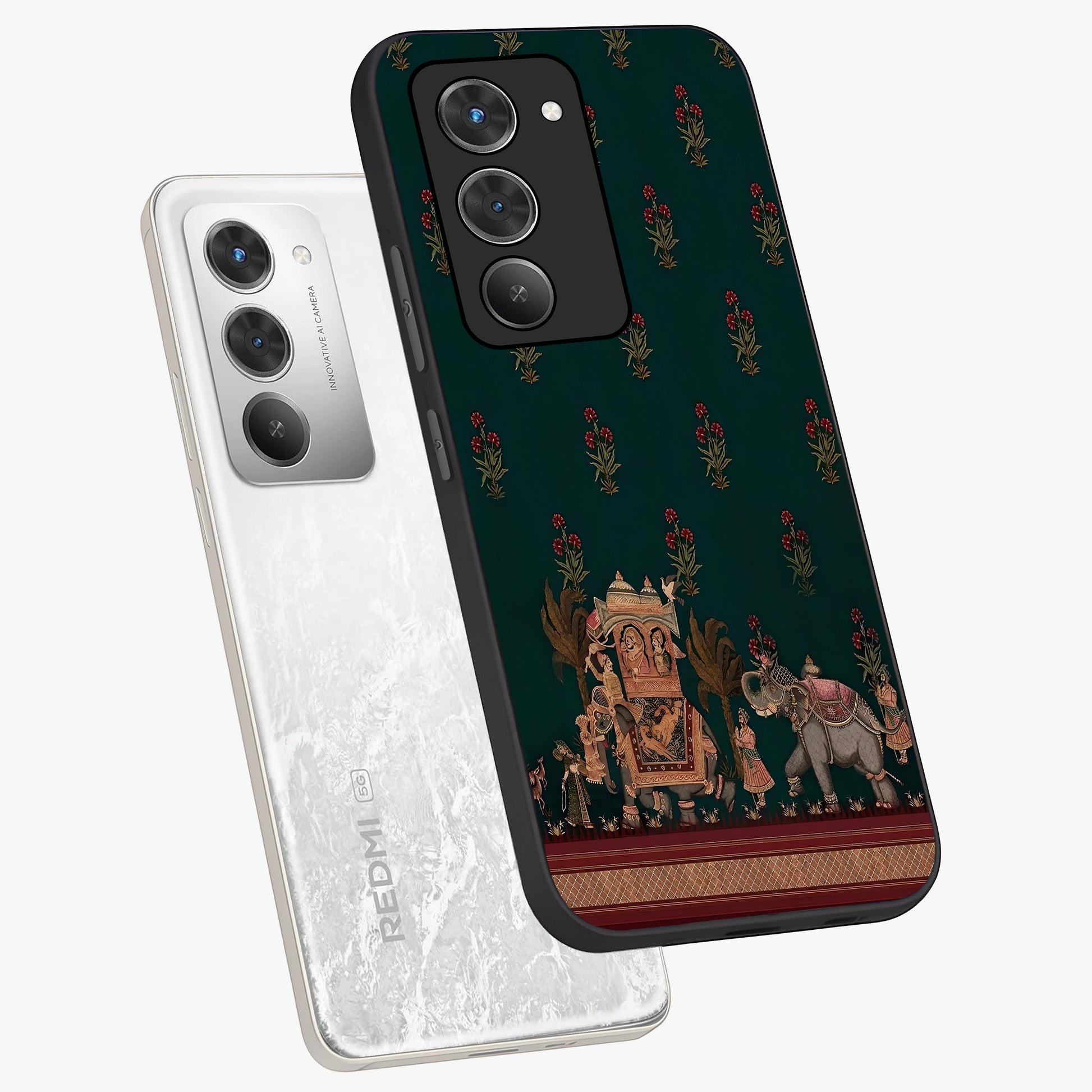 Macmerise Glass Case displayed in angled mockup highlighting trendy graphic design with sleek aesthetic style.