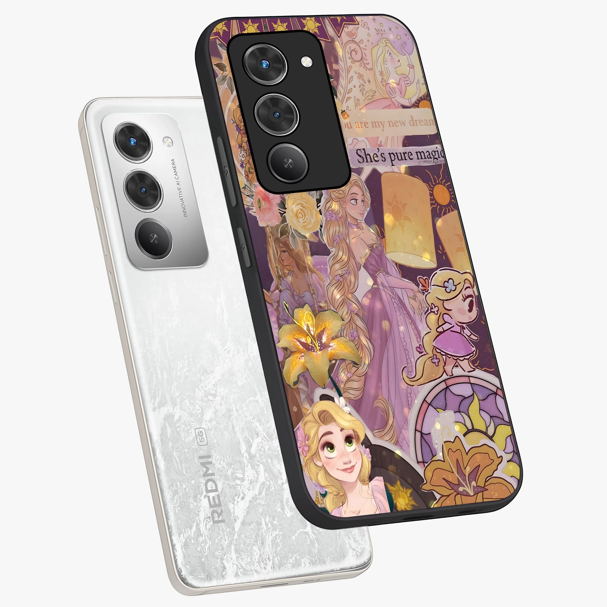 Magical Tangled Dream Glass Case displayed in angled mockup highlighting whimsical fantasy design with magical aesthetic.