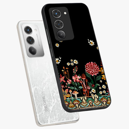 Midnight Bloom Pattern Glass Case displayed in angled mockup highlighting elegant flower design with midnight aesthetic style.