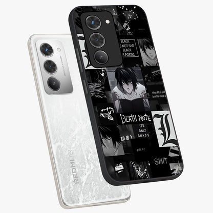 Midnight Chaos Mind Glass Case displayed in angled mockup highlighting chaotic artistic design with dramatic midnight aesthetic.