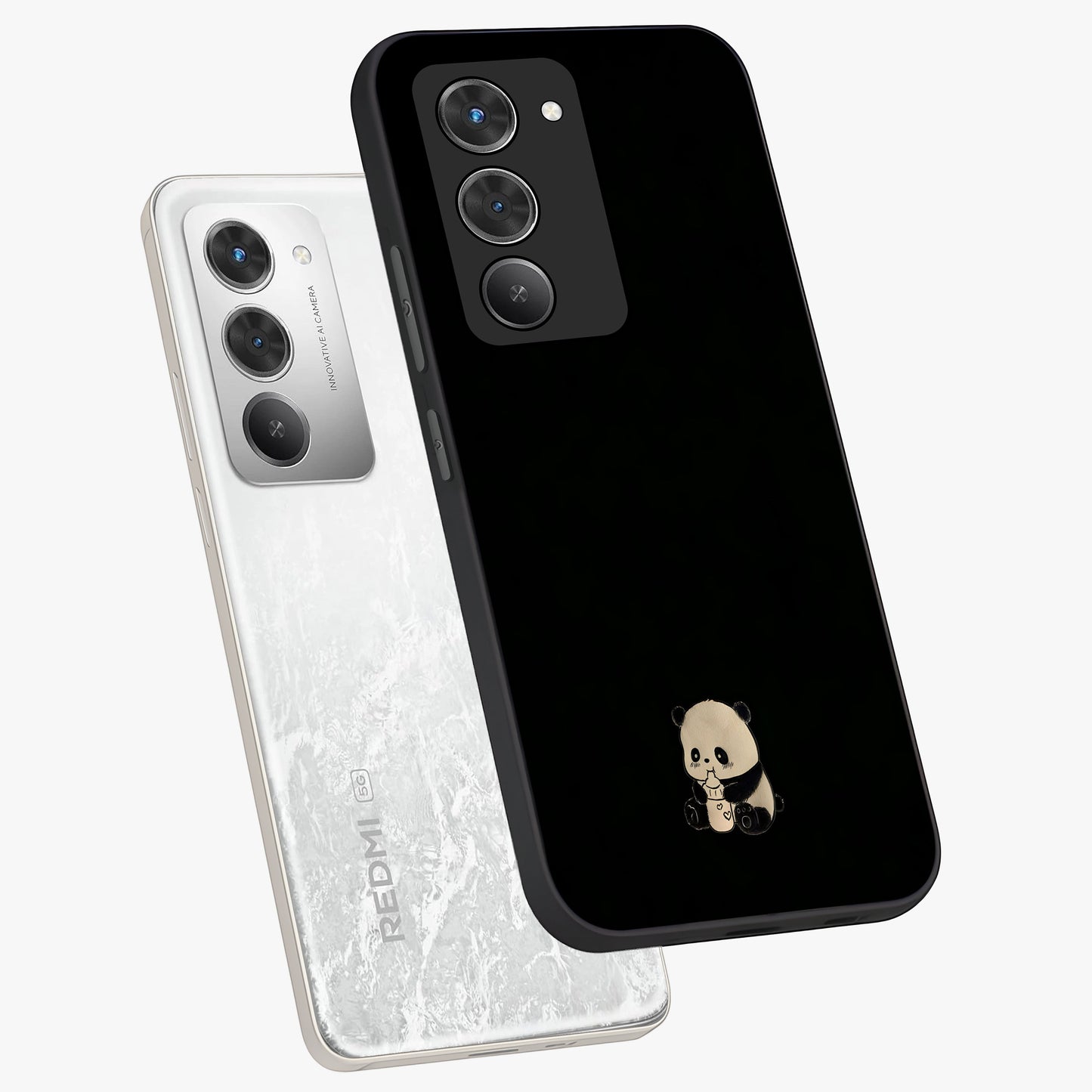 Midnight Panda Love Glass Case displayed in angled mockup highlighting adorable panda illustration with midnight aesthetic.