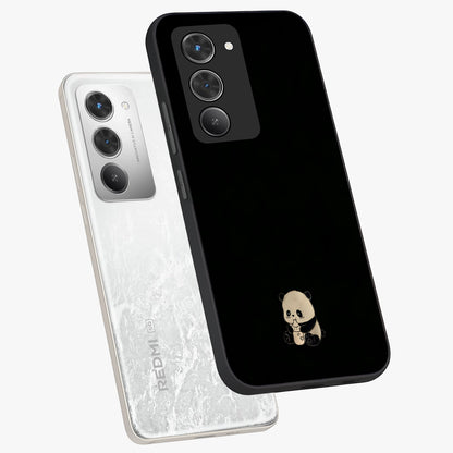 Midnight Panda Love Glass Case displayed in angled mockup highlighting adorable panda illustration with midnight aesthetic.