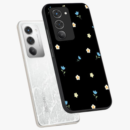 Minimal Petal Whispers Glass Case displayed in angled mockup highlighting delicate petal design with clean minimal aesthetic.