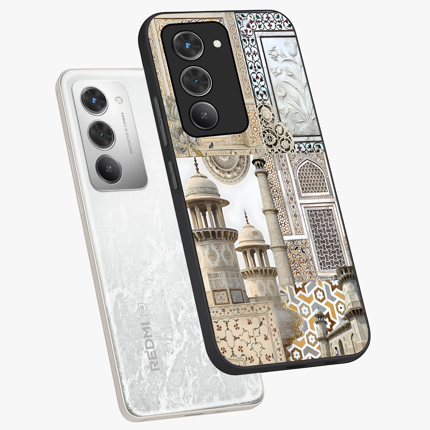 Mughal Marble Legacy Glass Case displayed in angled mockup highlighting elegant heritage marble artwork with royal aesthetic.