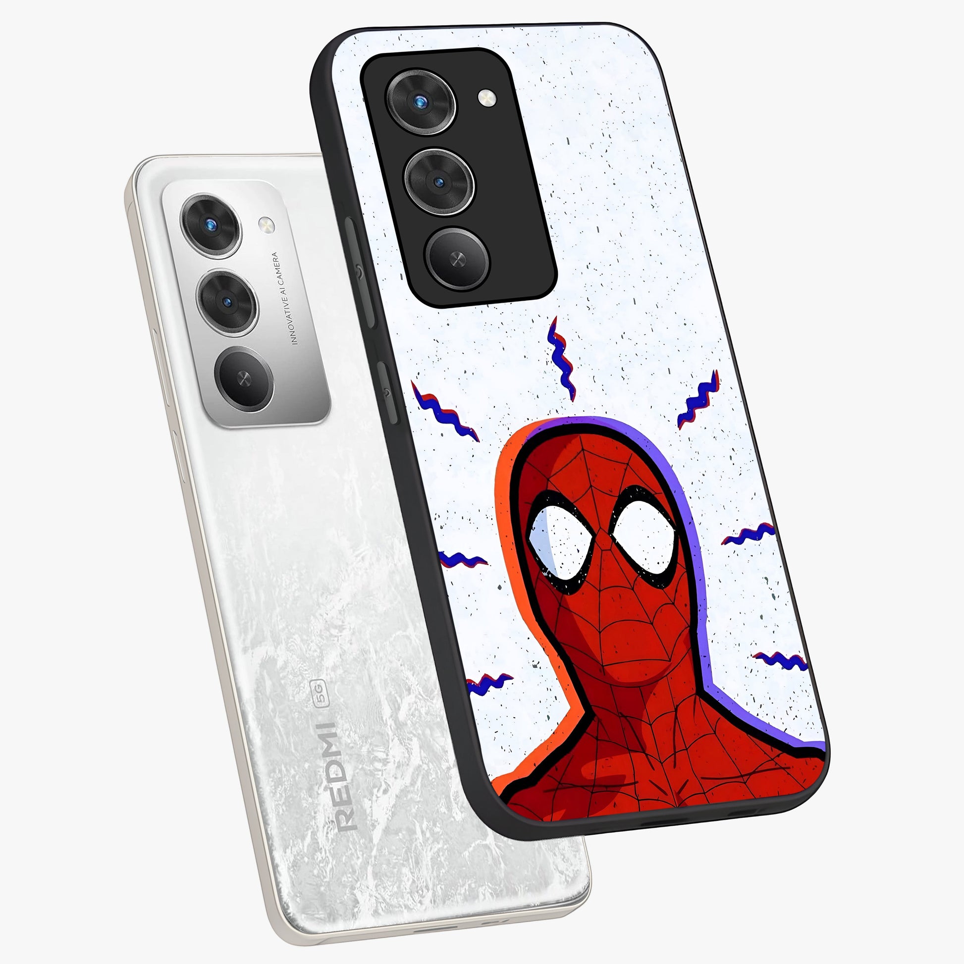 Omg Spiderman Glass Case displayed in angled mockup highlighting dynamic hero illustration with action comic aesthetic.
