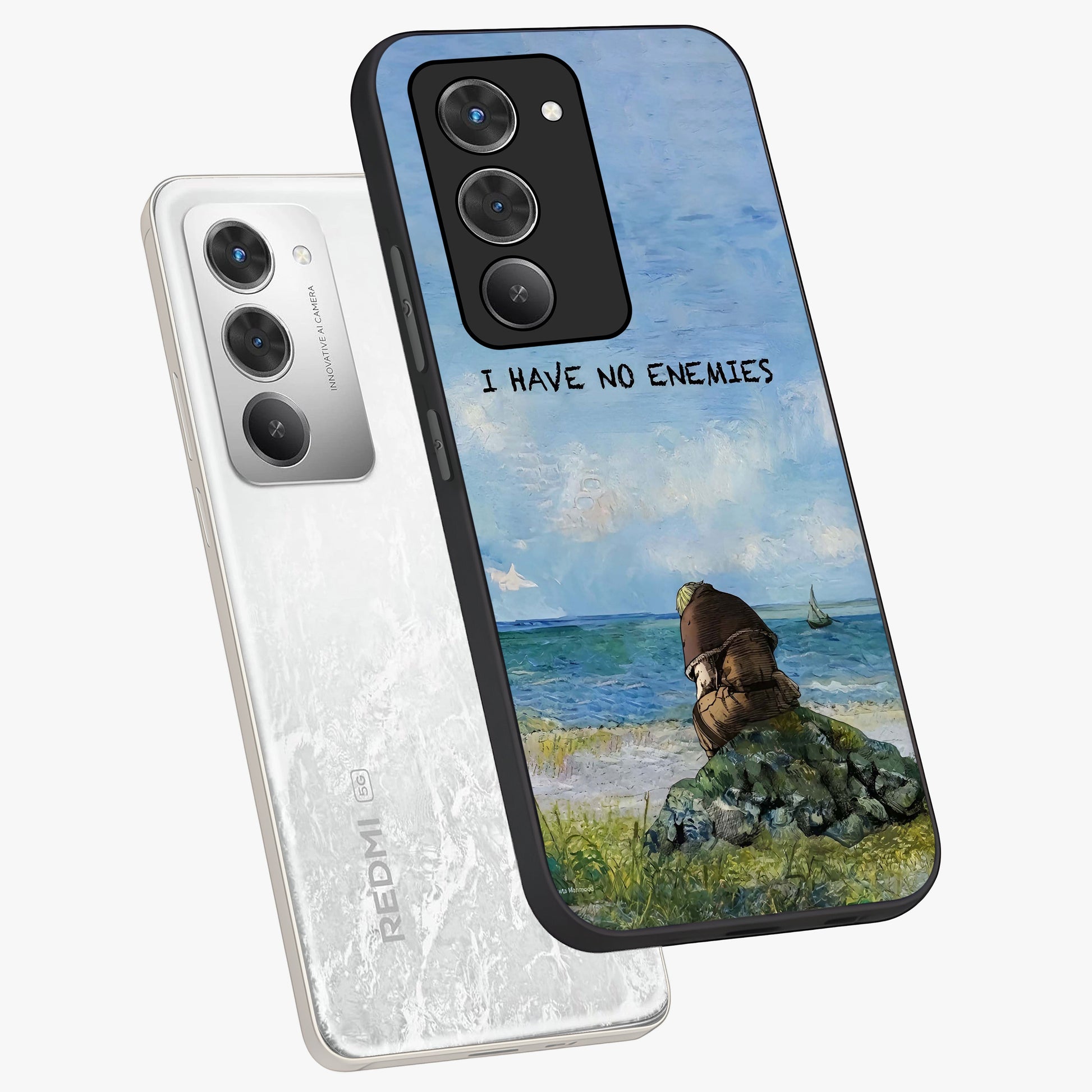 Peace Beyond War Glass Case displayed in angled mockup highlighting meaningful message design with artistic aesthetic style.