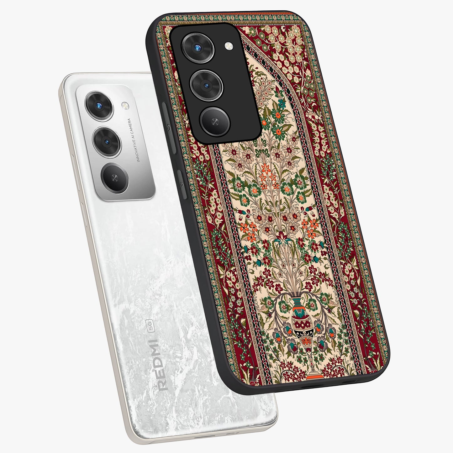 Persian Inspired Glass Case displayed in angled mockup highlighting intricate traditional design with elegant cultural aesthetic.