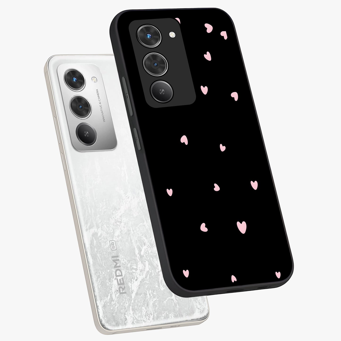 Pink Love Drops Glass Case displayed in angled mockup highlighting cute love drop design with vibrant pink aesthetic.