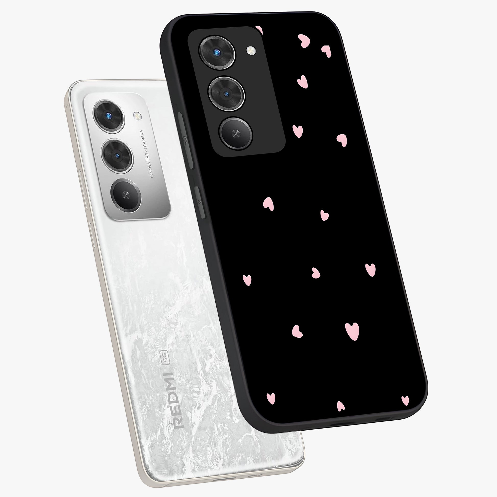 Pink Love Drops Glass Case displayed in angled mockup highlighting cute love drop design with vibrant pink aesthetic.