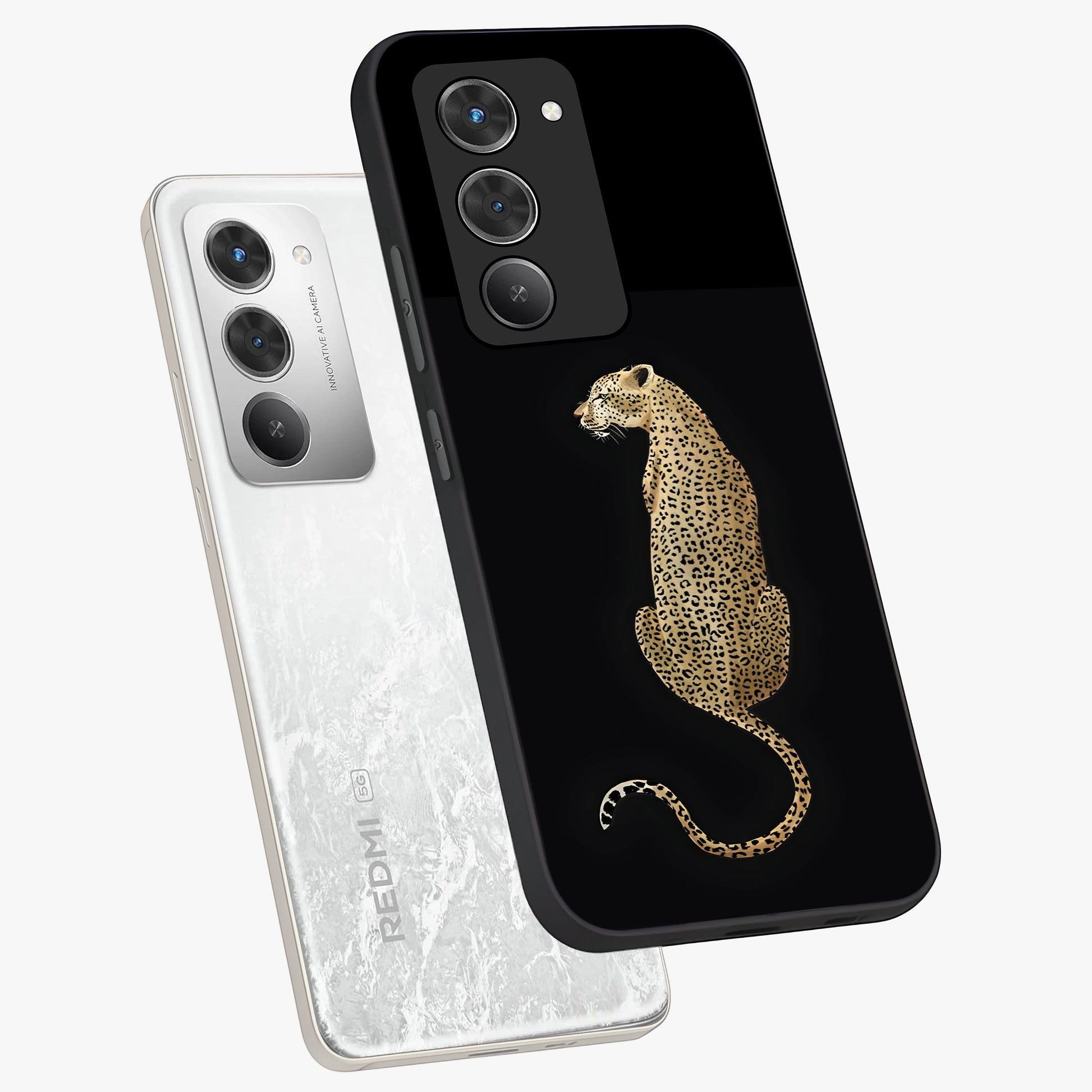 Regal Leopard Glass Case displayed in angled mockup highlighting powerful animal illustration with stylish wild aesthetic.