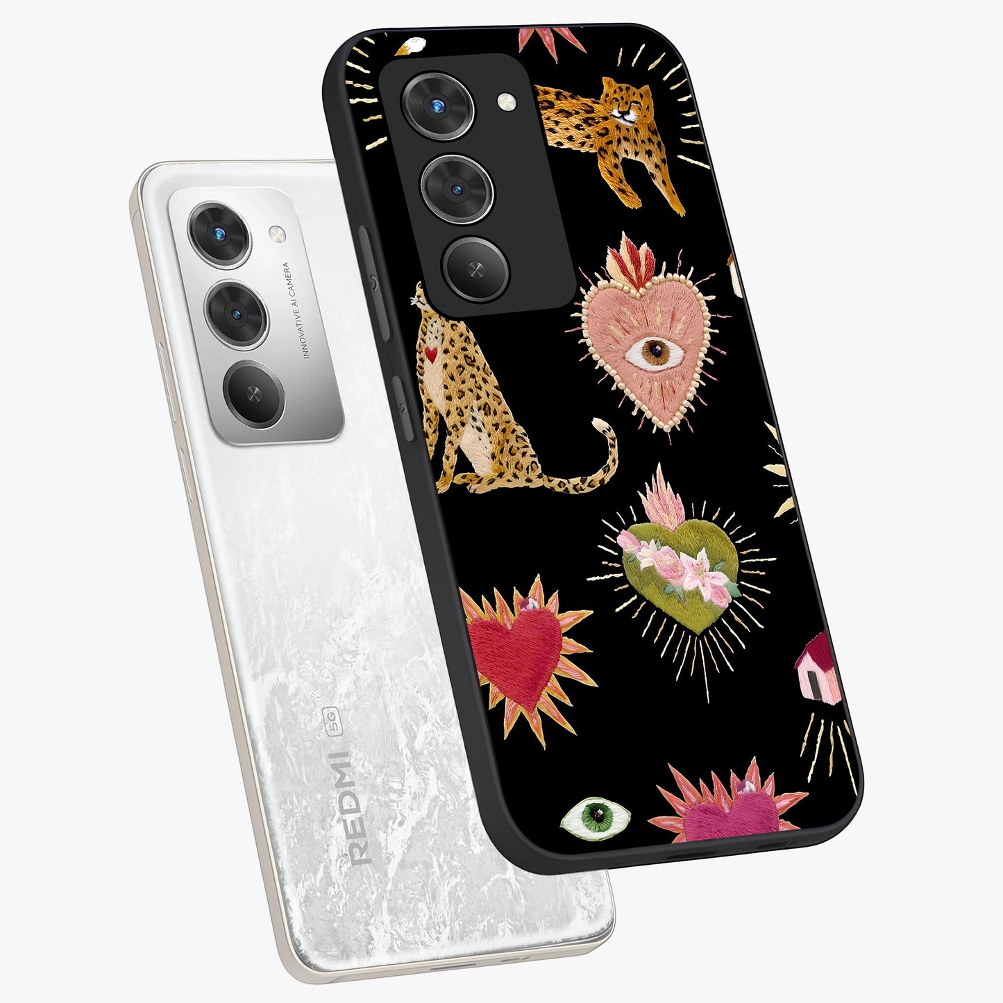 Sacred Jungle Heart Glass Case displayed in angled mockup highlighting lush tropical design with natural aesthetic style.