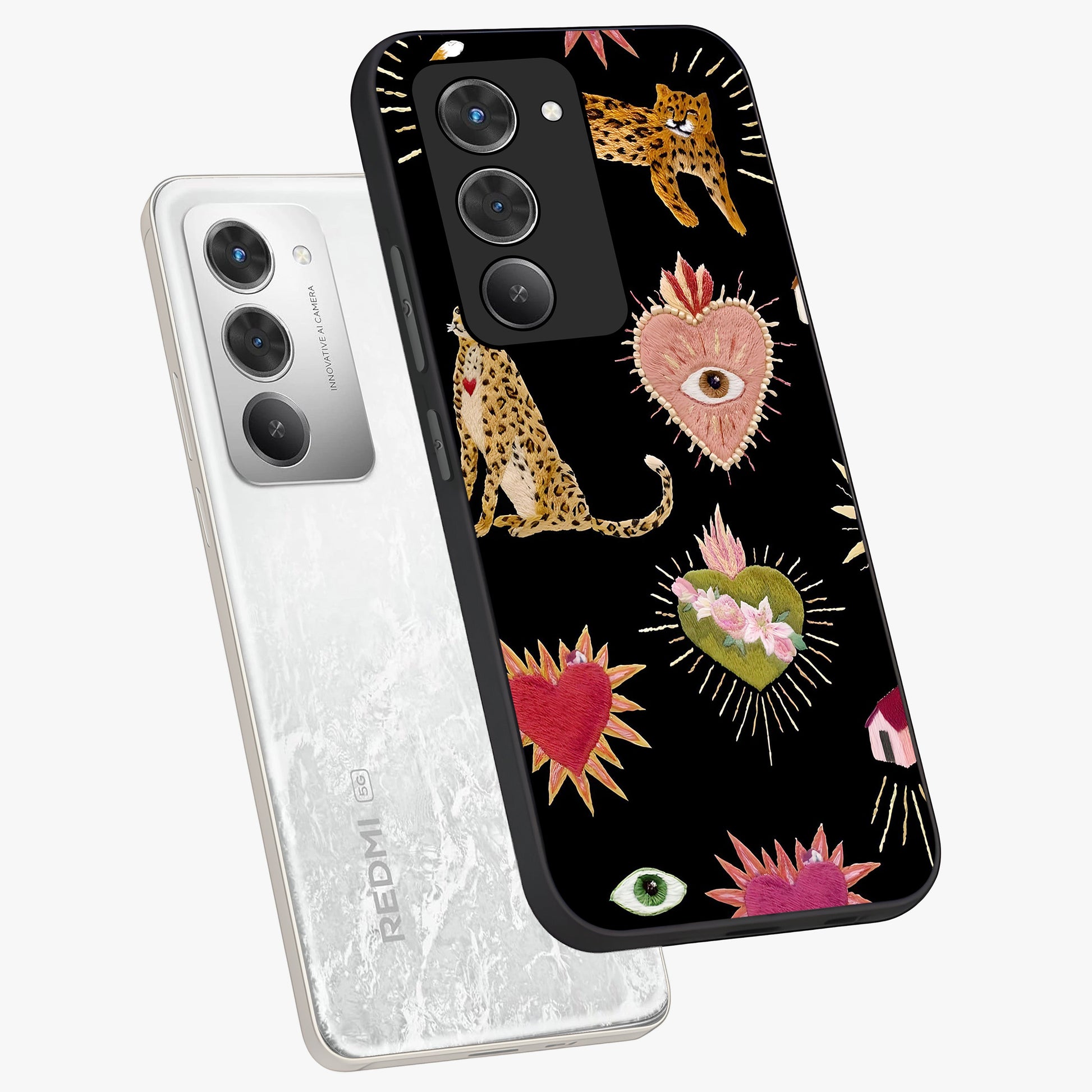 Sacred Jungle Heart Glass Case displayed in angled mockup highlighting lush tropical design with natural aesthetic style.