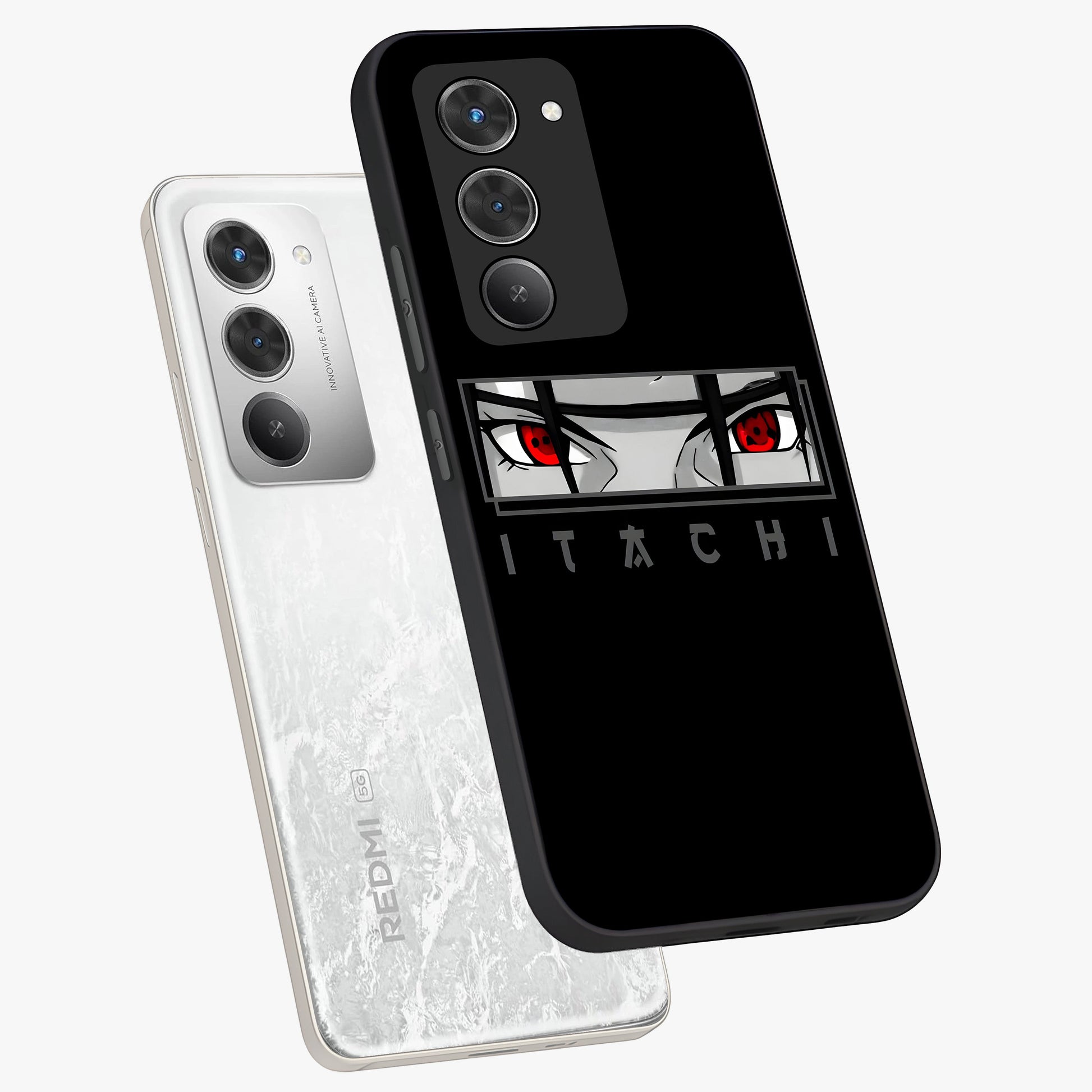 Scarlet Gaze Dominance Glass Case displayed in angled mockup highlighting intense visual design with bold scarlet aesthetic.