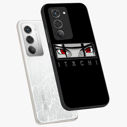 Scarlet Gaze Dominance Glass Case displayed in angled mockup highlighting intense visual design with bold scarlet aesthetic.