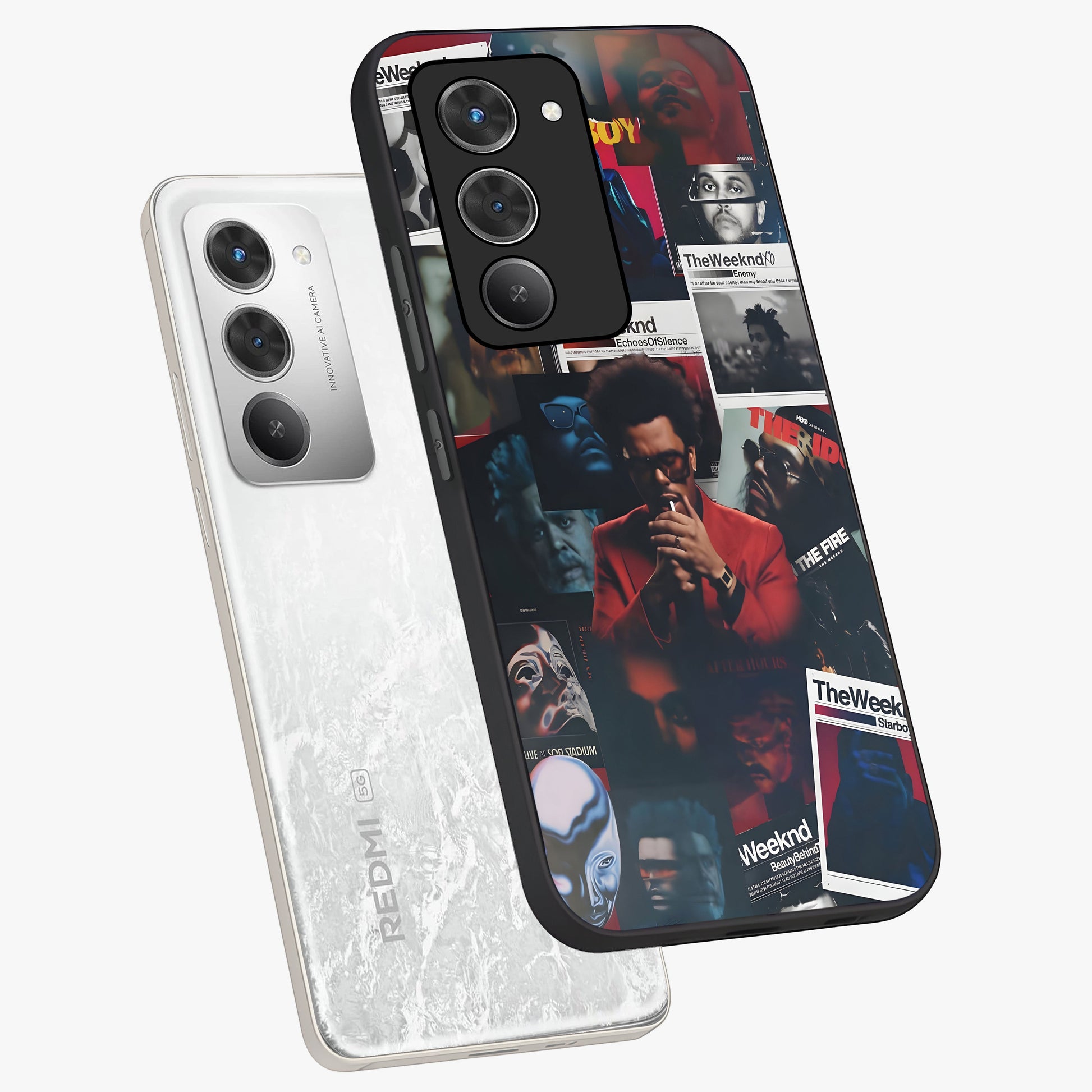 The Weeknd Glass Case displayed in angled mockup highlighting stylish pop culture inspired design with modern aesthetic.