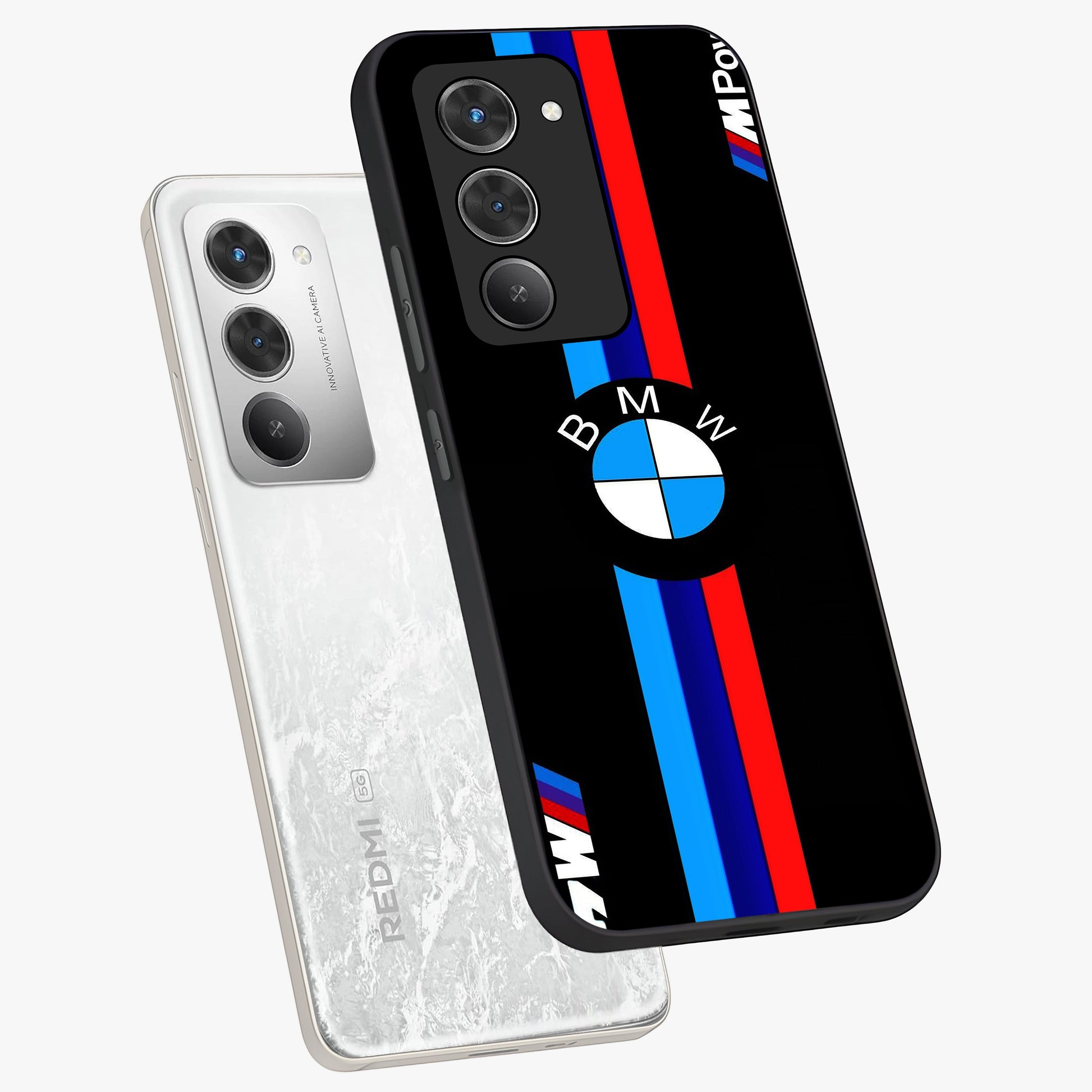Turbo BMW Beast Glass Case displayed in angled mockup highlighting sleek racing car design with bold automotive aesthetic.