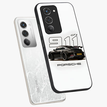 Turbo Legacy Icon Glass Case displayed in angled mockup highlighting dynamic automotive design with performance aesthetic.